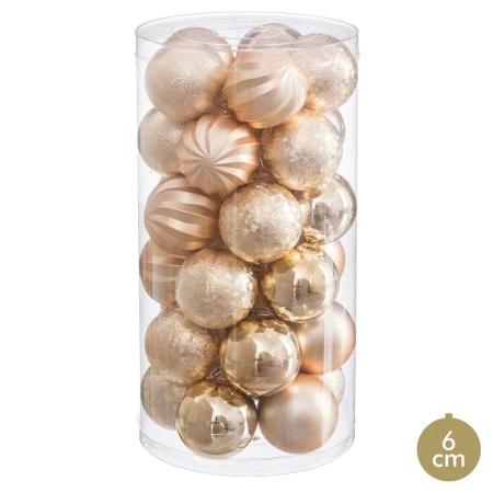 Bolas de Natal Dourado Plástico Ø 6 cm (30 Unidades) de BigBuy Home, Natal - Ref: S8807667, Preço: 10,70 €, Desconto: %