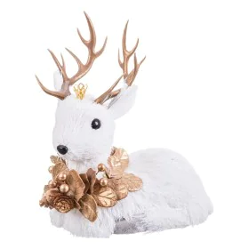 Décorations de Noël Blanc Or Cerf 20 x 11 x 22 cm de BigBuy Home, Noël - Réf : S8807683, Prix : 18,26 €, Remise : %