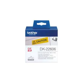 Ruban Laminé pour Etiqueteuses Brother DK-22606 Noir/Jaune 62 mm x 15,24 m de Brother, Étiquettes adhésives et autocollants -...