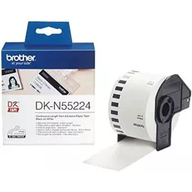 Bande continue de papier thermique Brother DK-N55224 54 x 30,48 mm Blanc Noir/Blanc de Brother, Étiquettes adhésives et autoc...