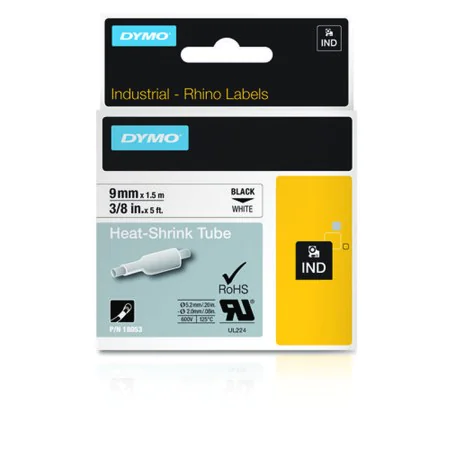 Ruban Laminé pour Etiqueteuses Dymo 18053 Blanc/Noir Noir/Blanc 9 mm de Dymo, Étiquettes adhésives et autocollants - Réf : M0...