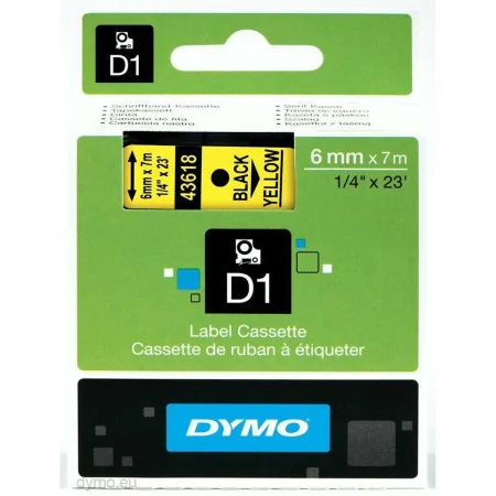 Cinta laminada para máquinas rotuladoras Dymo S0720790 Amarelo Preto/Amarelo de Dymo, Etiquetas adesivas e autocolantes - Ref...