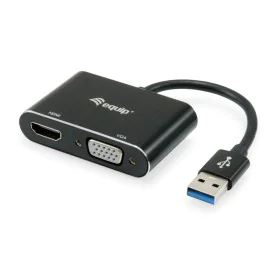 Adaptador USB a VGA Equip 133386 Negro de Equip, Adaptadores DVI-HDMI - Ref: M0508171, Precio: 39,45 €, Descuento: %