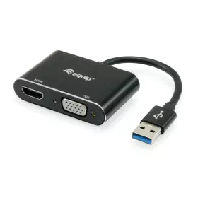 Adaptateur USB vers VGA Equip 133386 Noir de Equip, Adaptateurs DVI-HDMI - Réf : M0508171, Prix : 39,45 €, Remise : %