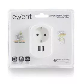 Enchufe Pared con 2 Puertos USB Ewent EW1211 3,1 A de Ewent, Cargadores - Ref: S0202492, Precio: 9,50 €, Descuento: %