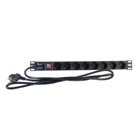 Schuko 19" 8 Way Multi-socket Adapter with On / Off Switch 2LAN REG8SCHINT 250V 3500W 2M by 2LAN, Power Strips - Ref: S022946...