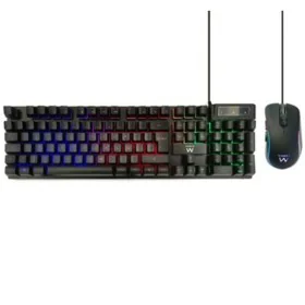 clavier et souris Ewent PL3201 Noir Multicouleur Espagnol Qwerty de Ewent, Ensembles Clavier et Souris - Réf : S0237767, Prix...