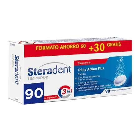 Pastilles Nettoyantes pour les Dentiers Steradent Triple Acción 90 Unités de Steradent, Nettoyants - Réf : S05105788, Prix : ...