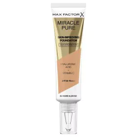 Base de Maquillage Crémeuse Max Factor Miracle Pure Nº 45 Warm almond Spf 30 30 ml de Max Factor, Fonds de teint - Réf : S051...