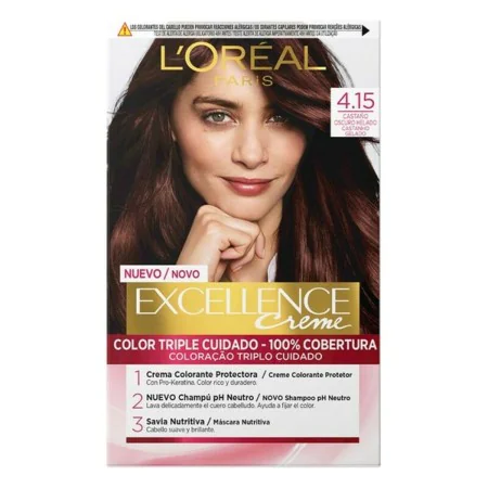 Dauerfärbung Excellence L'Oréal Paris Excellence 4.15 Dunkles Kastanienbraun Nº 9.0-rubio muy claro Nº 8.0-rubio claro 192 m ...