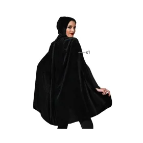 Cloak Velvet Black With hood 100 cm by BigBuy Carnival, Capes and wings - Ref: S1126531, Price: 6,13 €, Discount: %