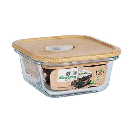 Lancheira Quttin 104724 Bambu 18 x 18 x 7,2 cm 1,1 L Vidro de Borosilicato de Quttin, Armazenamento de alimentos - Ref: S2212...