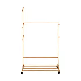 Coat Stand with Wheels Confortime Natural Bamboo 100 x 35 x 170 cm by Confortime, Tidy Rails - Ref: S2215449, Price: 18,31 €,...