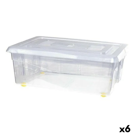 Caja de Almacenamiento con Ruedas Con Tapa Transparente 32 L (6 Unidades) de BigBuy Home, Cajas y arcones de almacenaje - Ref...