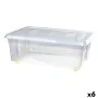 Caja de Almacenamiento con Ruedas Con Tapa Transparente 32 L (6 Unidades) de BigBuy Home, Cajas y arcones de almacenaje - Ref...