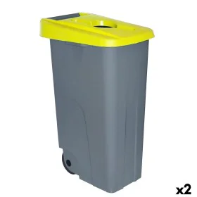 Poubelle à Roulettes Denox 85 L Jaune 58 x 41 x 76 cm de Denox, Bacs à ordures extérieurs - Réf : S2226330, Prix : 68,50 €, R...