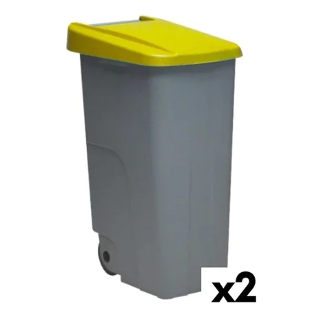 Poubelle à Roulettes Denox 85 L Jaune 58 x 41 x 76 cm de Denox, Bacs à ordures extérieurs - Réf : S2226339, Prix : 73,98 €, R...