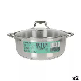 Casserole with glass lid Quttin Caesar Steel ø 32 x 12,5 cm (2 Units) by Quttin, Casserole pans - Ref: S2226639, Price: 55,43...