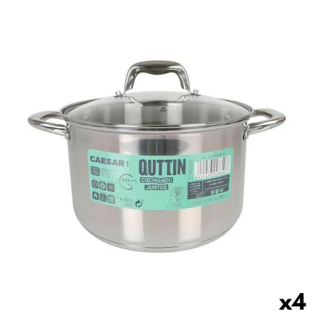 Pot with Glass Lid Quttin Caesar Steel ø 24 x 15,5 cm (4 Units) by Quttin, Braising Pans - Ref: S2226644, Price: 75,72 €, Dis...