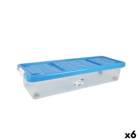 Storage Box with Lid Tontarelli Plastic Blue Transparent 24 L Wheels 79 x 28,7 x 16,8 cm (6 Units) by Tontarelli, Storage box...