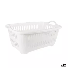 Laundry basket Tontarelli Cover line With handles Plastic White 62,5 x 44,5 x 27,5 cm (12 Units) by Tontarelli, Laundry Baske...