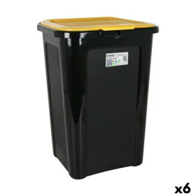 Rubbish Bin Tontarelli Coverline Yellow 44 L Black 38,5 x 34,5 x 54,5 cm (6 Units) by Tontarelli, Waste and recycling - Ref: ...