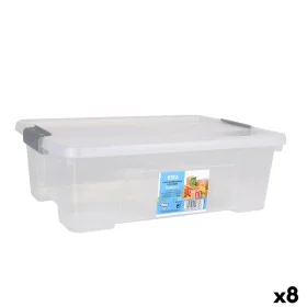 Caixa de Armazenagem com Tampa Dem Kira Transparente Plástico 10 L 40 x 28 x 13 cm (8 Unidades) de Dem, Caixas e baús de arru...