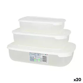 Set de 3 Fiambreras Tontarelli Family Blanco Rectangular 29,6 x 19,8 x 7,7 cm (20 Unidades) de Tontarelli, Almacenamiento de ...