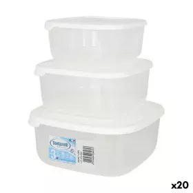 Set di 3 scatole porta pranzo Tontarelli Family Bianco 20 x 20 x 9,4 cm (20 Unità) di Tontarelli, Conservazione di alimenti -...