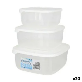 Set of 3 lunch boxes Tontarelli Family White 20 x 20 x 9,4 cm (20 Units) by Tontarelli, Food storage - Ref: S2228582, Price: ...