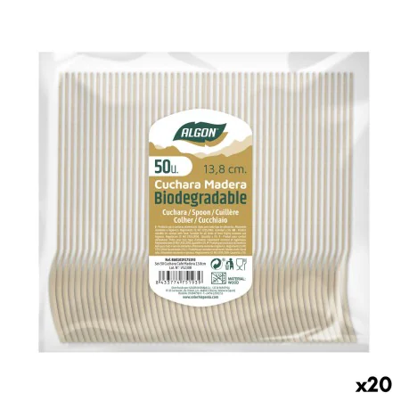 Conjunto de Colheres Algon Sobremesa Madeira 20 Unidades 14 x 3 x 0,2 cm de Algon, Colheres - Ref: S2229243, Preço: 30,86 €, ...