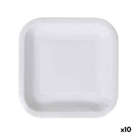 Set de Platos Algon Desechables Blanco Cartón Cuadrado 20 cm (10 Unidades) de Algon, Platos - Ref: S2229347, Precio: 36,72 €,...