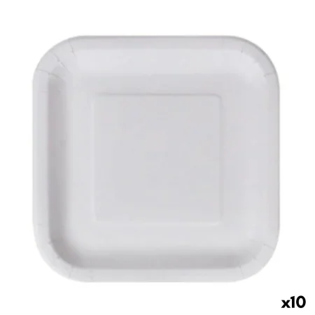 Set de Platos Algon Desechables Blanco Cartón Cuadrado 23 cm (10 Unidades) de Algon, Platos - Ref: S2229350, Precio: 44,07 €,...