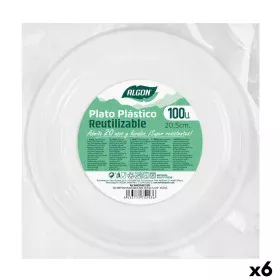 Set of reusable plates Algon Circular White Plastic 20,5 x 3 cm (6 Units) by Algon, Turntables - Ref: S2229528, Price: 33,54 ...