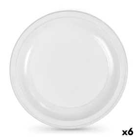 Set of reusable plates Algon Circular White Plastic 25 x 25 x 2,5 cm (6 Units) by Algon, Turntables - Ref: S2229534, Price: 5...