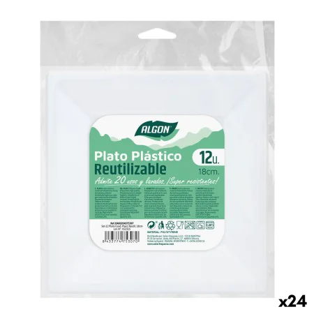 Lot d'assiettes réutilisables Algon Carré Plastique 18 x 18 x 1,5 cm (24 Unités) de Algon, Platines - Réf : S2229540, Prix : ...