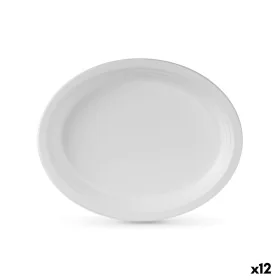 Plate set Algon Disposable White Sugar Cane Oval 26 cm (12 Units) by Algon, Turntables - Ref: S2229557, Price: 36,30 €, Disco...