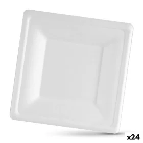 Plate set Algon Disposable White Sugar Cane Squared 26 cm (24 Units) by Algon, Turntables - Ref: S2229562, Price: 17,91 €, Di...