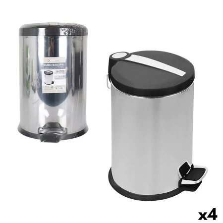 Waste bin Confortime Silver Metal 4 Units 12 L 25 x 39 cm (25 x 25 x 39 cm) by Confortime, Bathroom Bins - Ref: S2229737, Pri...