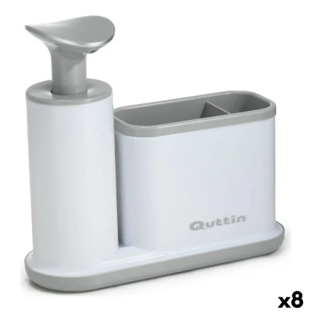 2-in-1 Soap Dispenser for the Kitchen Sink Quttin White Grey 21,5 x 8 x 20 cm (8 Units) by Quttin, Stands and dispensers - Re...