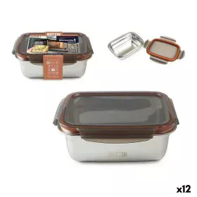 Lunchbox hermetisch Quttin rechteckig Edelstahl Silberfarben Stahl 1,8 L (12 Stück) von Quttin, Lagerung von Lebensmitteln - ...