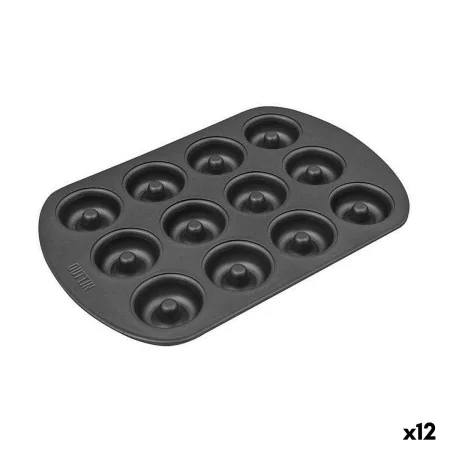 Oven Mould Quttin Black Carbon steel Doughnuts 26,5 x 18 x 2 cm (12 Units) by Quttin, Bread & Loaf Tins - Ref: S2230417, Pric...