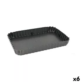 Molde Desmontable Quttin Negro Acero al carbono 31,5 x 21,5 x 3,5 cm (6 Unidades) de Quttin, Moldes para tartas y bizcochos -...