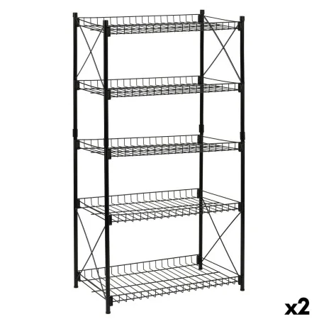 Shelves Confortime Metal Black 52 x 34 x 110 cm (2 Units) by Confortime, Standing Shelf Units - Ref: S2231204, Price: 40,35 €...