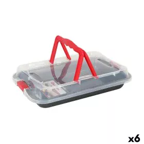 Molde Desmontável Quttin Aço com carbono Preto Transparente 36 x 23 x 4,5 cm (6 Unidades) de Quttin, Formas para tartes e bis...