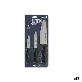 Set di Coltelli Quttin Nero Nero Argentato 3 Pezzi (12 Unità) di Quttin, Set di coltelli da cucina - Rif: S2232090, Prezzo: 3...