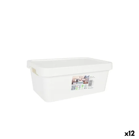 Storage Box with Lid Tontarelli Maya White 4,2 L 28 x 18 x 11,2 cm (12 Units) by Tontarelli, Lidded Storage Bins - Ref: S2233...