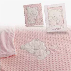 Baby blanket Bear Pink Embroidery Double by BigBuy Fun, Blankets and security blankets - Ref: S2427024, Price: 17,50 €, Disco...