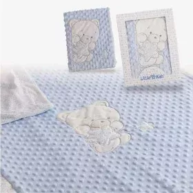 Baby blanket Bear Embroidery Blue Double by BigBuy Fun, Blankets and security blankets - Ref: S2427025, Price: 17,50 €, Disco...