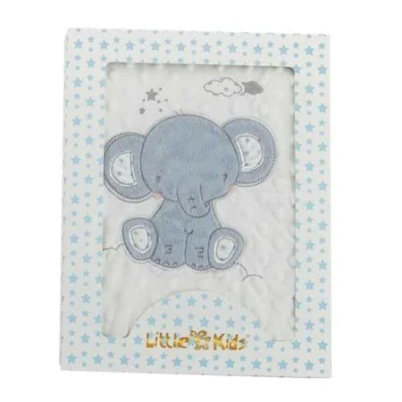 Coperta per Neonato Elefante Azzurro Ricamo Double-face 100 x 75 cm di BigBuy Fun, Coperte e copertine - Rif: S2427112, Prezz...